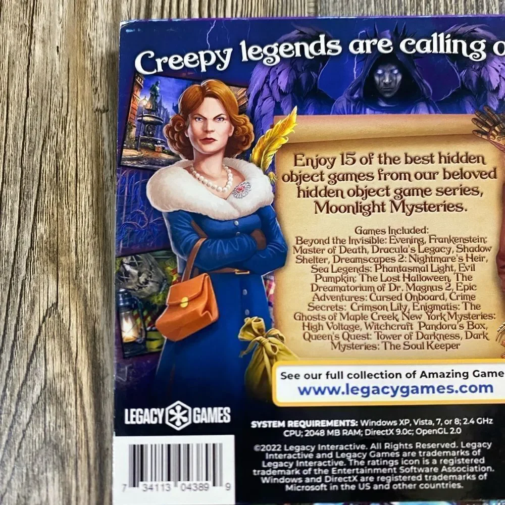 NEW- Best of Moonlight Mysteries, 15 In 1 Game Pack Legacy Games Pc Game